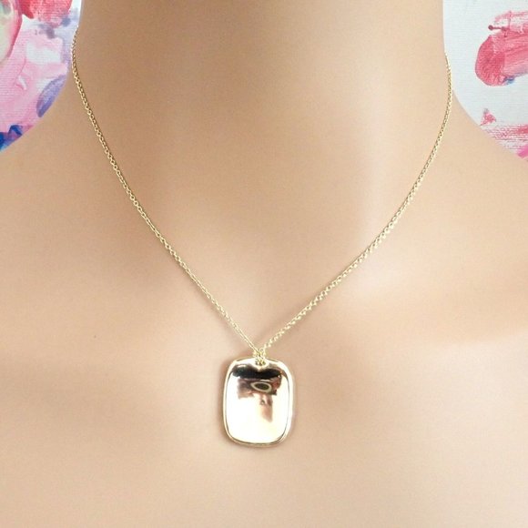 Tiffany & Co 18k Yellow Gold Rectangle Concave Disc ID Necklace - Picture 5 of 10